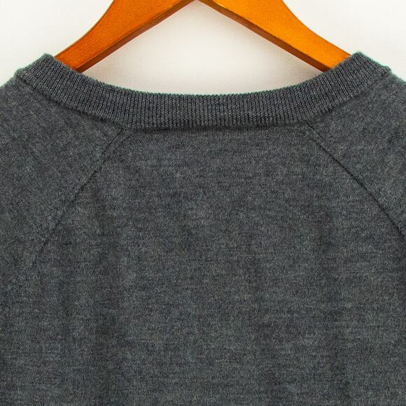 Men's Wool Sweater Large Slim Fit Gray Elbow Patches Pullover Classic Jack Spade - Picture 9 of 11